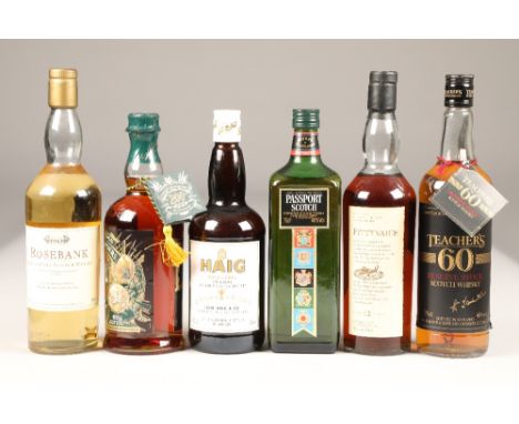 Rosebank single malt scotch whisky, 43% vol, 70cl, The Gordon Highlanders scotch whisky 70cl, 40% vol, Pittyvaich single malt
