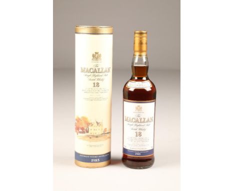 Macallan 18 year old 1985 single malt scotch whisky, 70cl, 43%This 18 year old was put into cask back in 1985.  The single ma