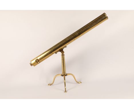 Brass telescope, with folding tripod stand , with fitted wooden case marked, with spare optic, Gardner & Co Opticians, 53 St 