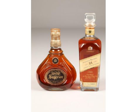 Johnnie Walker swing superior scotch whisky, 43%, 7cl and Johnnie Walker finest scotch whisky, aged 21 years, bottle No. 0445