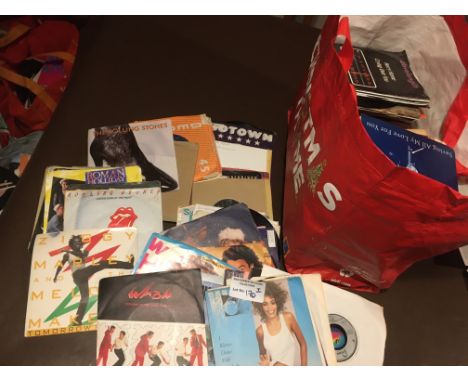Records : Large bag of unsorted 45's 250+ - good names inc Marley, Wham, Rolling Stones etc