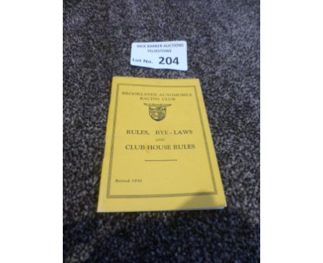 Motor Racing : Brooklands Automobile Racing Club Rules, Club Rules etc small booklet - 1938 in great condition
