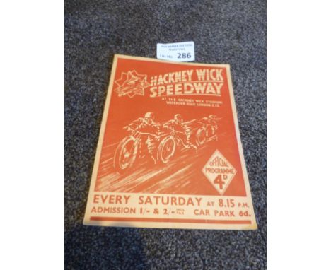 Speedway : Hackney Wick - England v Dominions 24/06/1939 - good cond programme