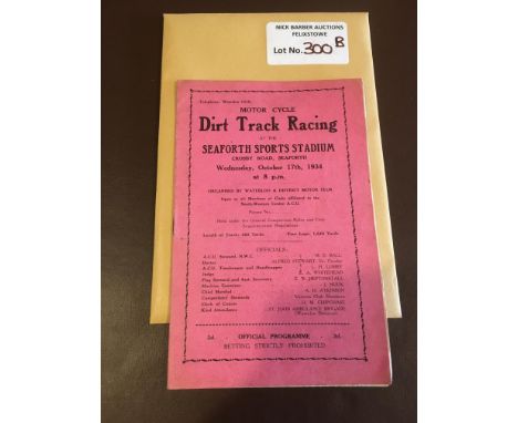 Speedway : Seaforth - Liverpool - Stadium match races - programme 17/10/1934 - great condition