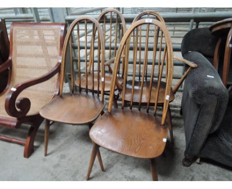 Three + 1 Ercol hop and stick back chairs