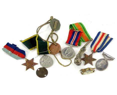 A group of medals, relating to a trooper, T Goldthorpe of the East Riding Yeomanry to include the 1939-1945 Medal, Defence Me
