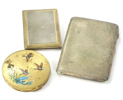 A George V Asprey &amp; Co. Art Deco small card case, with engine turned decoration and gilt borders, mystery patent opening,