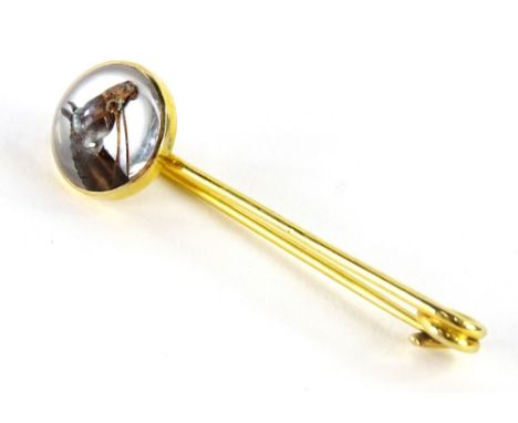 An Essex crystal stick pin, with a horses head.