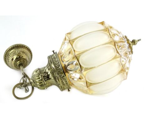 A gilt metal and lustre glass ceiling light fitting, 30cm H.