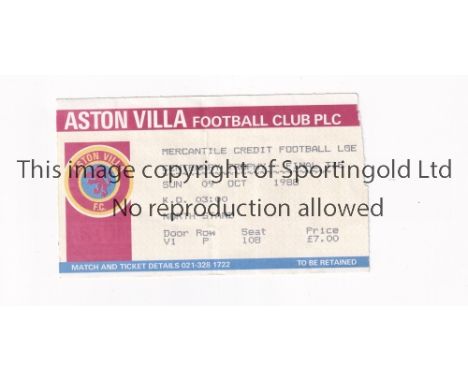 1988 MERCANTILE CREDIT TROPHY FINAL AT ASTON VILLA / MANCHESTER UNITED V ARSENAL      Ticket with minor paper loss on entry a