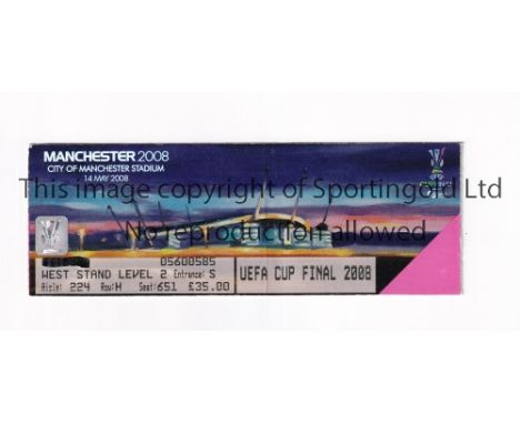 2008 UEFA CUP FINAL AT MANCHESTER CITY / GLASGOW RANGERS V ZENIT ST. PETERSBURG     Ticket, slightly creased.     Generally g