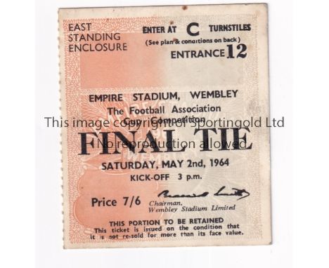1964 FA CUP FINAL      Ticket for West Ham United v Preston North End, very slightly marked.     Generally good