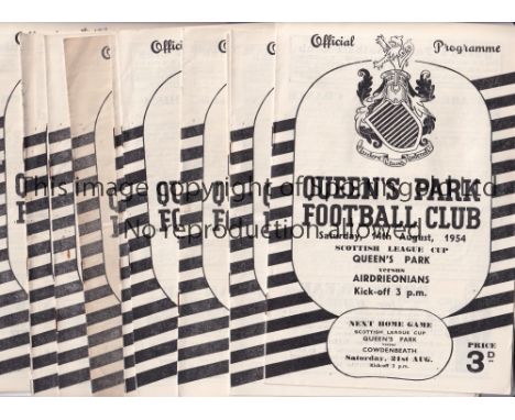 QUEENS PARK F.C. 1954/5   Thirteen home programmes for Queens Park in 1954/5 v Airdrie LC, Cowdenbeath LC, Arbroath, Alloa, A