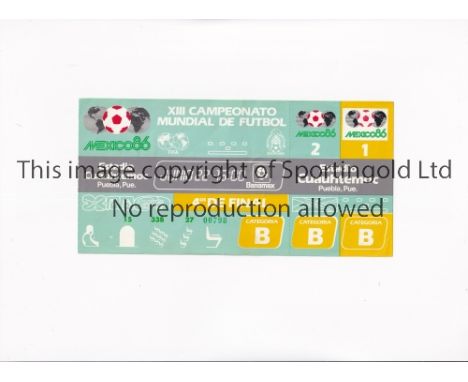 1986 WORLD CUP      Unused ticket for Spain v Belgium, Quarter-Final 22/6/1986 at the Cuauhtemoc Stadium. Category B. Staple 