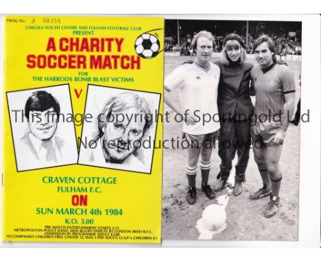 GEORGE BEST    Programme for Best playing in a Charity Match for the Harrods Bomb Blast Victims at Fulham F.C. 4/3/1984 plus 