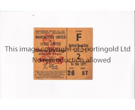 MANCHESTER UNITED Ticket for the home League match v Leeds United 30/10/1971. Good