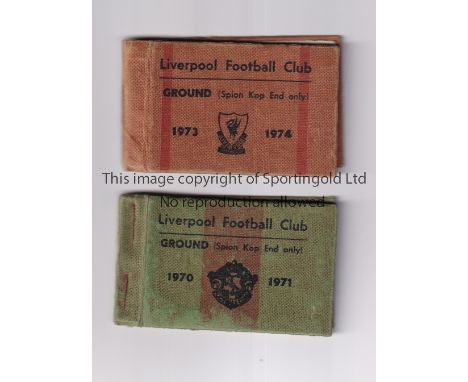 LIVERPOOL      Two season ticket books with some remaining coupons for season 1970/71 and 1973/74.     Generally good