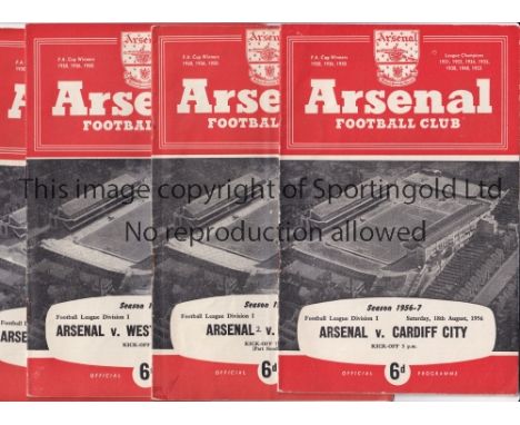 ARSENAL     Over 110 home programmes from 1956-1961: 24 x 1956/7, 21 x League, 3 x Cup, 21 x 57/8, all League including v Man