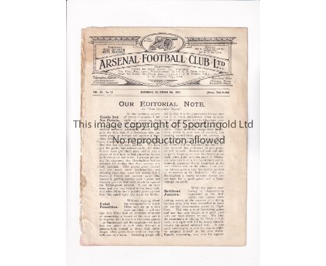 ARSENAL         Programme for the home League match v Birmingham 9/12/1922, ex-binder.       Generally good