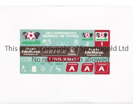 1986 WORLD CUP       Unused ticket for Algeria v Northern Ireland 3/6 at the 3rd March Stadium. Staple holes on the left.   G