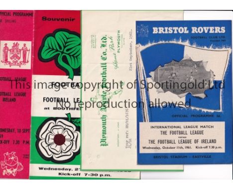 FOOTBALL LEAGUE V LEAGUE OF IRELAND       Three programmes for the matches In England 11/10/1961 at Bristol Rovers including 