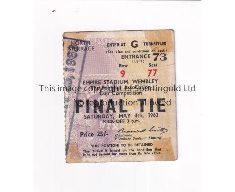 1963 FA CUP FINAL / MANCHESTER UNITED      Ticket for the match v Leicester City 4/5/1963, slightly creased and slight tape m