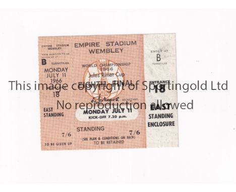 1966 WORLD CUP / OPENING CEREMONY       Unused ticket for England v Uruguay 11/7/1966 at Wembley Stadium.     Good