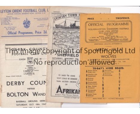 1940's PROGRAMMES    Ten programmes for the leagues matches 1940's, including Aston Villa v Wolves 11/9/1946, Grimsby v Sheff