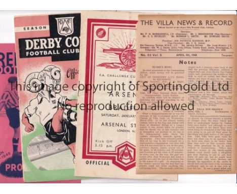 1940'S PROGRAMMES   Ten programmes including  single sheet British United Services v Allied United Services 8/4/1944, creased