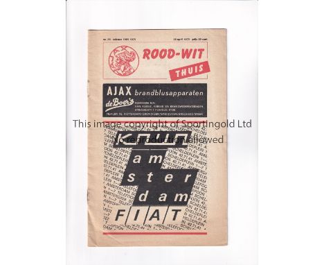 ARSENAL    Programme for the Fairs Semi-Final v Ajax 1969/70, minor creasing.    Generally good