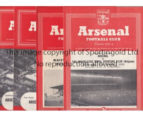 ARSENAL     Four programmes for home Friendlies v Anderlecht 21/10/1953, The following have team changes and scores entered v