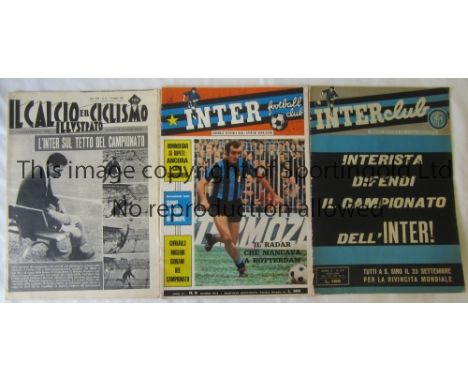 INTER MILAN        Three magazines: 1964 Intercontinental Cup, official Inter Club Magazine for October 1964 which covers the