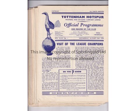 TOTTENHAM HOTSPUR        Thirty seven home programmes for season 1954/5 including 21 X League, 1 X FA Cup v Port Vale, 1 X Pu