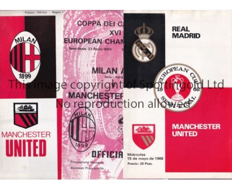 MANCHESTER UNITED    Three programmes for the away European Champions Cup Semi-Finals, including Real Madrid 15/5/1968 and 2 