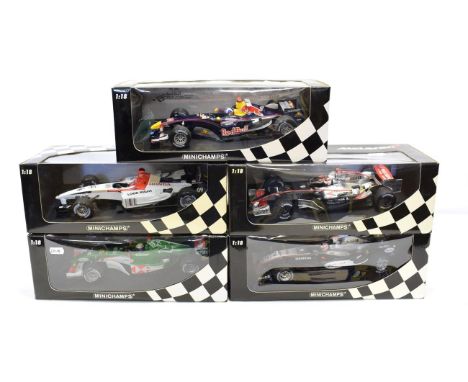 Minichamps F1 Group 1:18 scale models: K Raikkonen MP4-20, K Raikkonen MP4-21, M Webber Jaguar Racing R5, J Button BAR Honda 