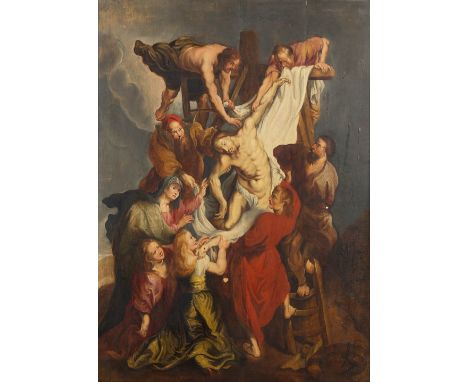 An antique painting 'The Descent from the cross, after Rubens'. oil on panel. 19th century.&nbsp;Dimensions: (W:73 x H:100 cm