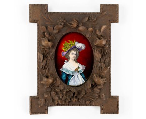 Jules SARLANDIE (1874-1936) 'Portrait of a lady' enamel plaque for Limoges.$Signed J. Sarlandie, Limoges lower right.&nbsp;Mo