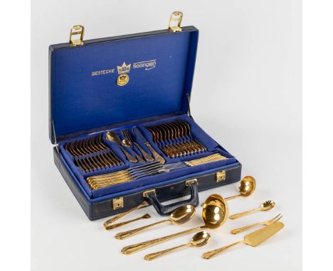 &nbsp;A gold-plated 'Solingen' flatware cutlery set, made in Germany. Model 'Louis XV'&nbsp;Dimensions: (L:34 x W:45 x H:9 cm