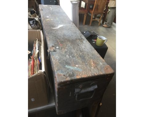 A large wooden toolbox 