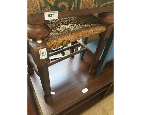 A rush seated foot stool. 