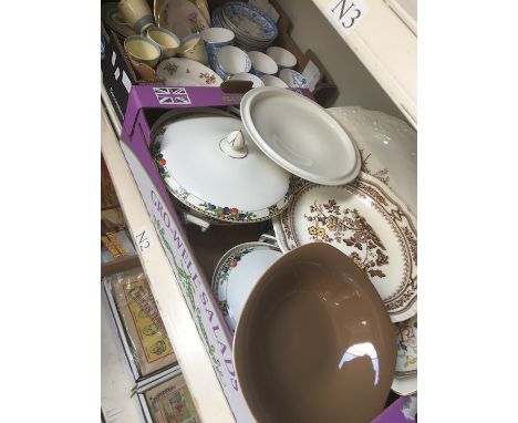 2 boxes ceramics New Hall part tea service, Masons, Midwinter etc 