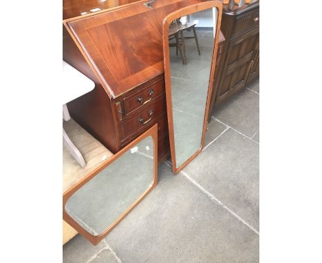 Two retro teak framed mirrors, 61cm x 45cm &amp; 42cm x 96cm. 