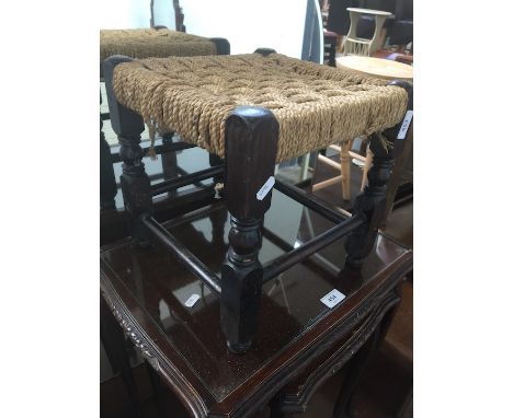 A rush seated stool. 