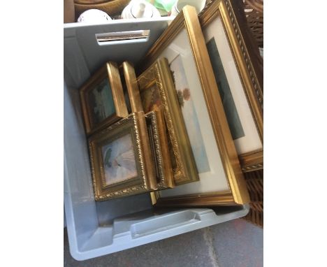 A box of 7 Monet prints in gold frames 