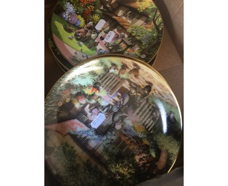 6 Victorian Garden Plates 