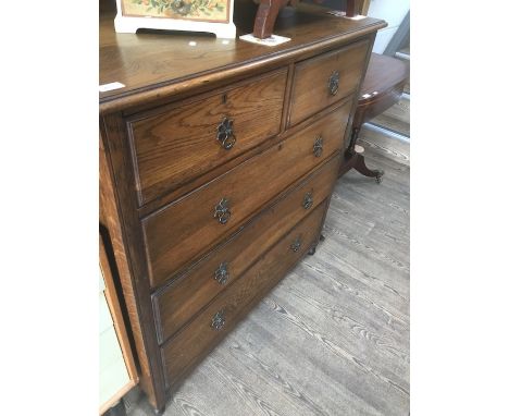 An Edwardian oak chest of drawers, width 107cm, depth 48cm &amp; height 113cm. 