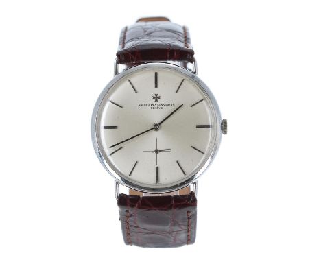 Vacheron & Constantin 18k white gold gentleman's wristwatch, case no. 44xxxx, circular silvered dial with baton markers and s