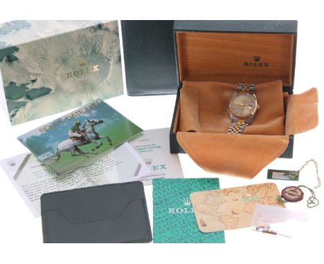 Rolex Oyster Perpetual Datejust stainless steel and gold gentleman's bracelet watch, ref. 16203, circa 1990, serial. no. E51x