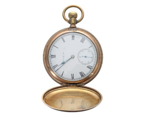 Elgin gold plated lever hunter pocket watch, circa 1909, signed gilt frosted 7 jewel movement with compensated balance, regul