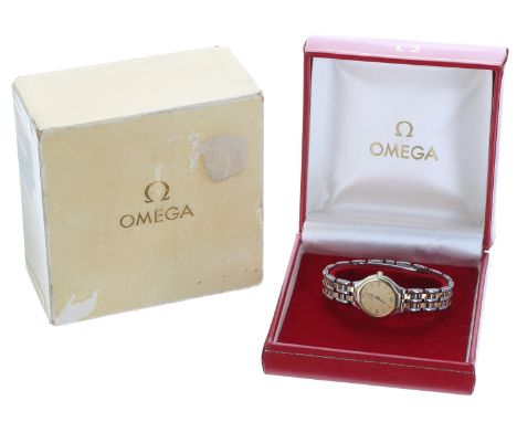 Omega De Ville bicolour lady's bracelet watch, circa 1992, serial no. 54969196, champagne dial, quartz, 23mm  - ** with Omega